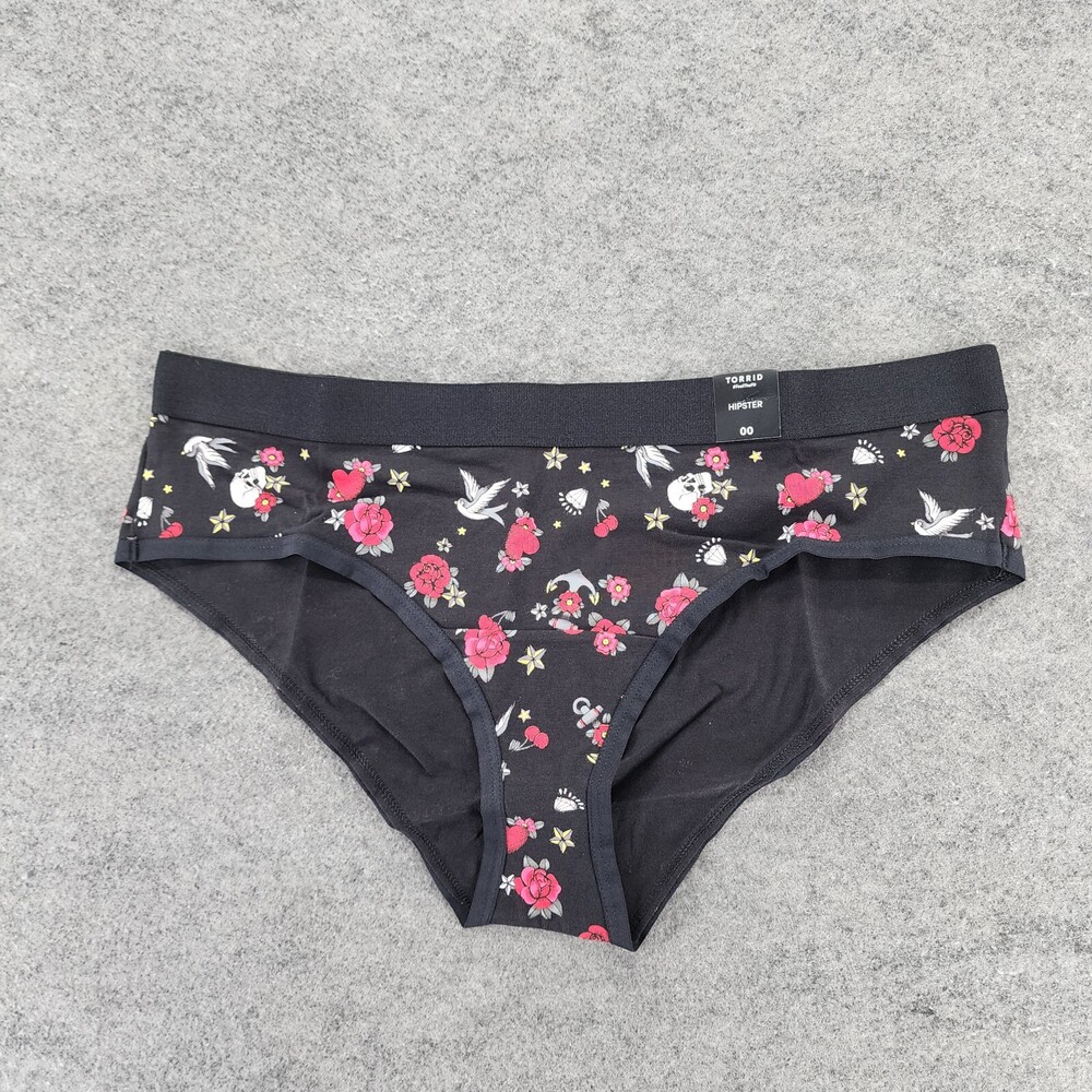Torrid Panties Womens 00 Cotton Hipster Black Pixxy Tattoo Icons